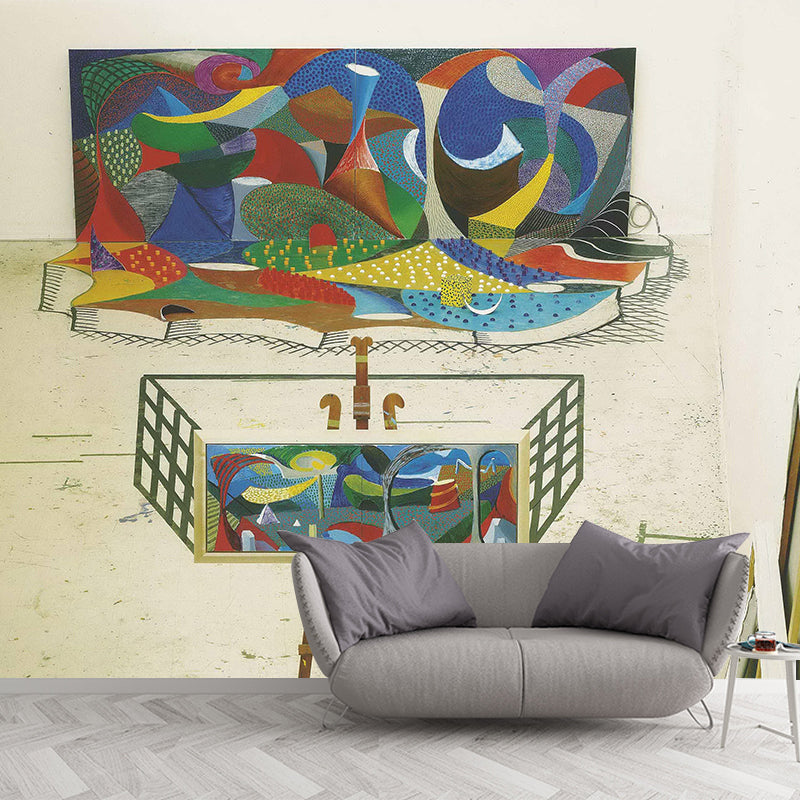 Whole Abstract Mural for Accent Wall David Hockney Works Wall Covering in Multi Color, Washable Clearhalo 'Wall Decor' 'Wall Mural' 1421780