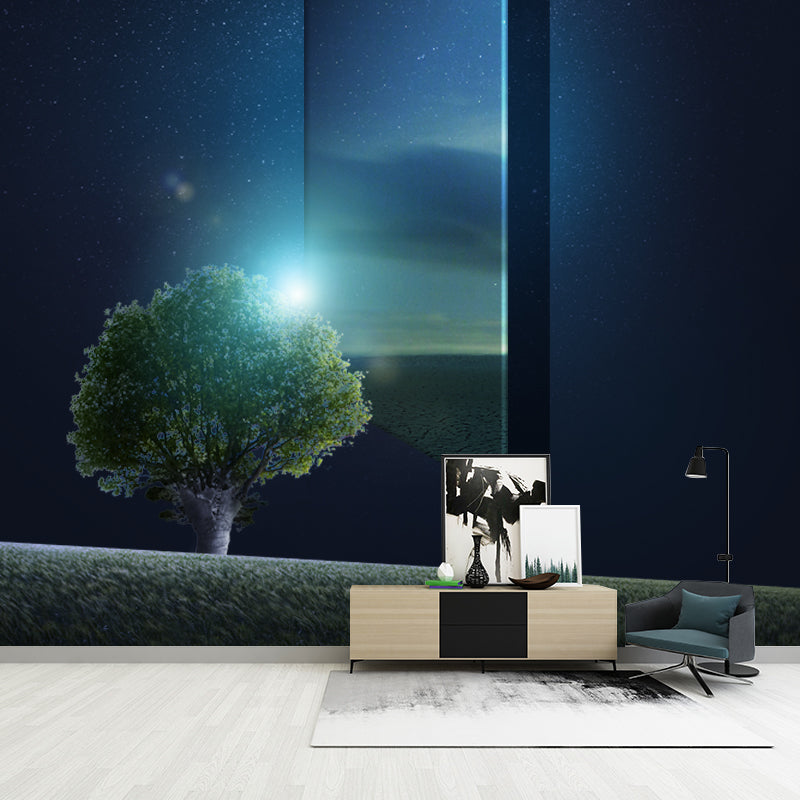 Photography Moon and Tree Murals Large Wall Art for Living Room, Customized Size Clearhalo 'Wall Decor' 'Wall Mural' 1421982