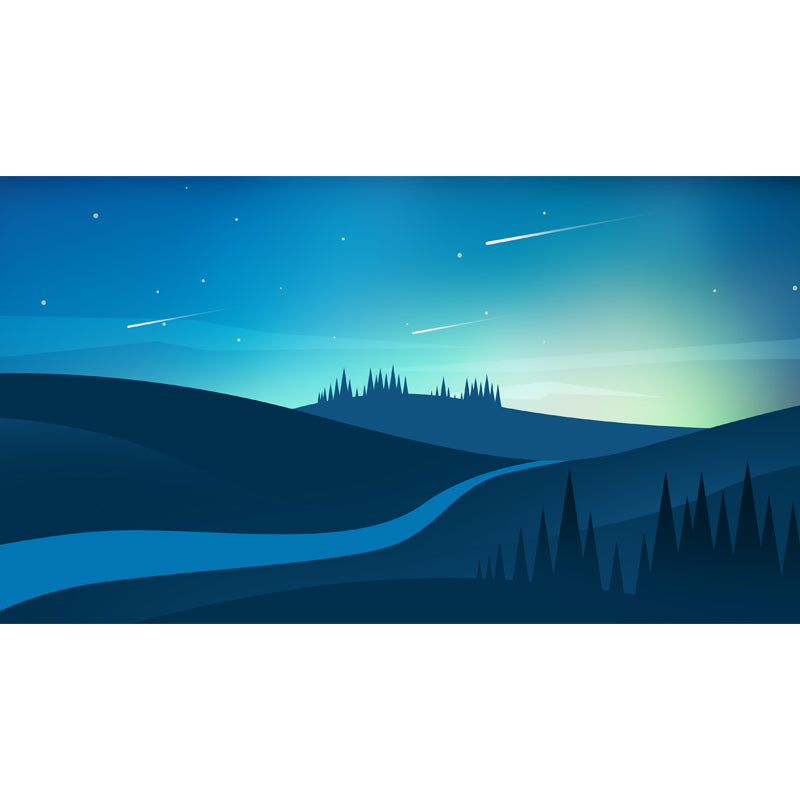 Lonely Hill Path Wall Mural for Bedroom Night Meteor Shower Wall Decor, Made to Measure Clearhalo 'Wall Decor' 'Wall Mural' 1422157