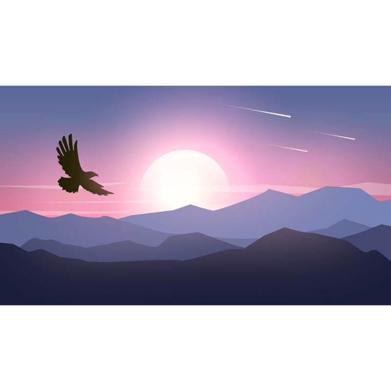 Hovering Eagle at Sunrise Murals Modern Moisture Resistant Bedroom Wall Art, Custom Print Clearhalo 'Wall Decor' 'Wall Mural' 1422207