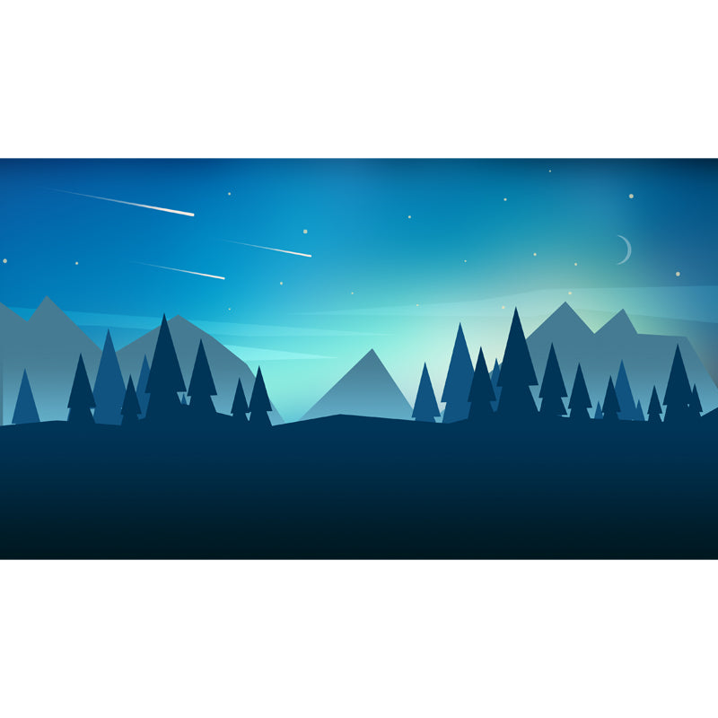 Night Meteor Pipe Forest Murals Nordic Style Non-Woven Material Wall Decor in Blue Clearhalo 'Wall Decor' 'Wall Mural' 1422295