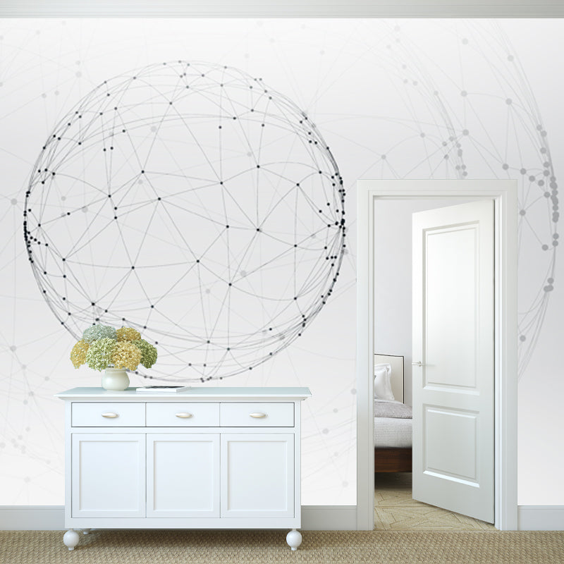 Illustration Web Globe Murals Large Wall Art for Living Room, Custom Size Available Clearhalo 'Wall Decor' 'Wall Mural' 1422427