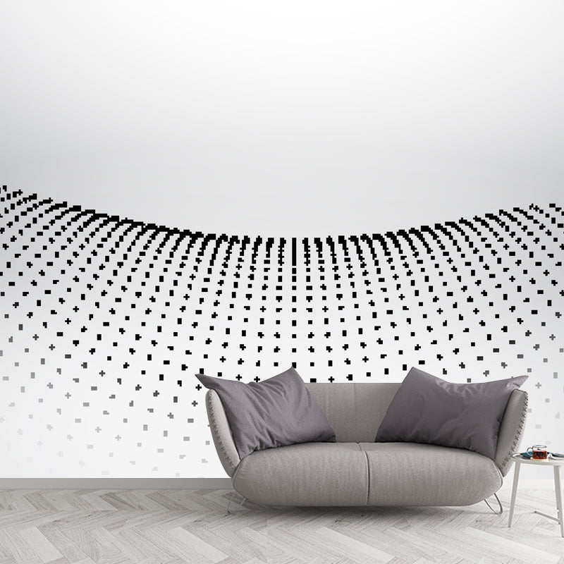 Netting Wall Paper Murals in Black-White Minimalist Wall Covering for Living Room Black-White Clearhalo 'Wall Decor' 'Wall Mural' 1422435