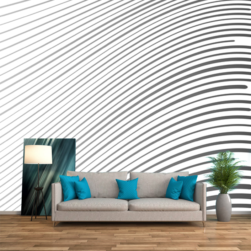 Black-White Minimalistic Wall Mural Large Tapered Stroke Wall Art for Living Room Clearhalo 'Wall Decor' 'Wall Mural' 1422471