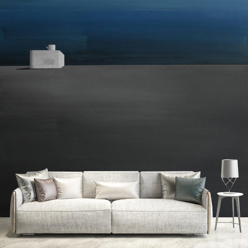 Minimalist Solitude Painting Murals Grey-Blue A Seat and A Cup Wall Art for Corridor Clearhalo 'Wall Decor' 'Wall Mural' 1422833