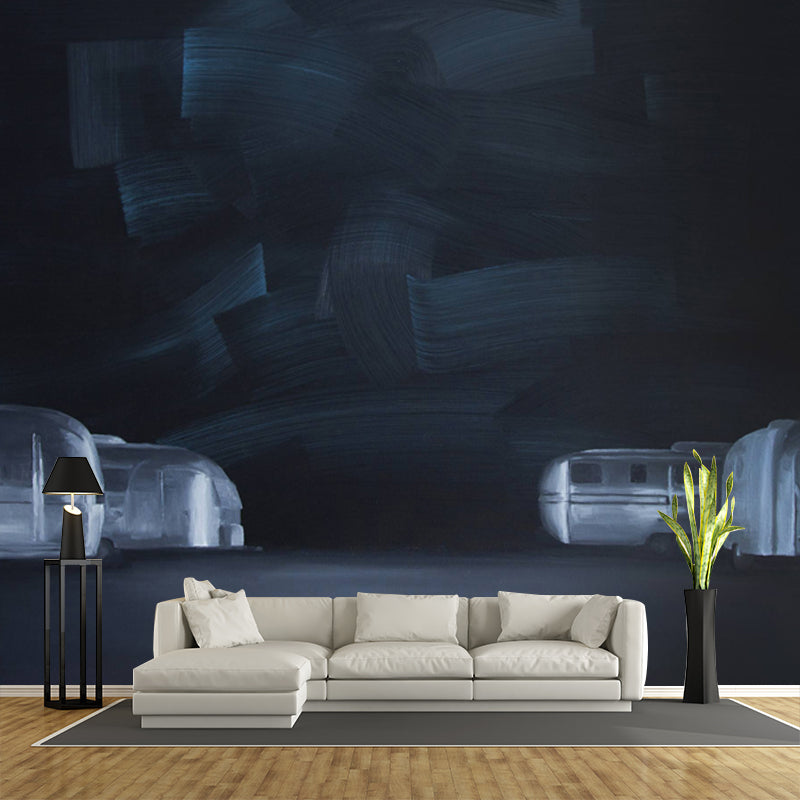 Black-Grey Parking Lot Murals Wallpaper Moisture Resistant Wall Decor for Living Room Black-Gray Clearhalo 'Wall Decor' 'Wall Mural' 1422843