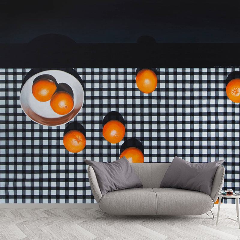 Artistic Still Life Fruit Murals Orange-Black Moisture Resistant Wall Decor for Home Clearhalo 'Wall Decor' 'Wall Mural' 1422907