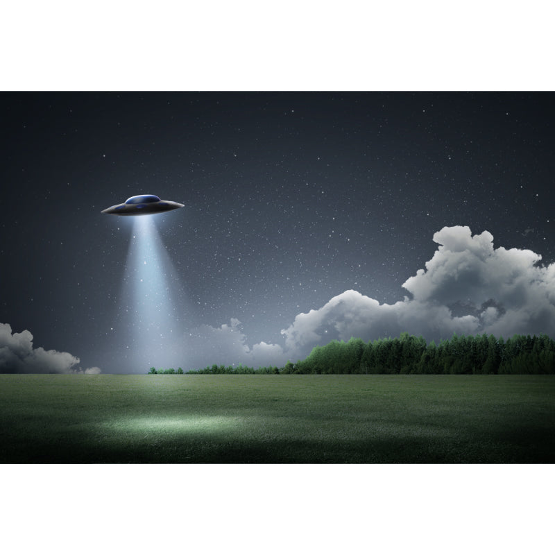 Photography Landing UFO Mural Wallpaper Whole Fictional Wall Decor for Bedroom, Custom Made Clearhalo 'Wall Decor' 'Wall Mural' 1423042