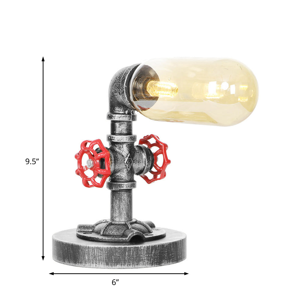 1/4/5-Bulb Capsule Shade Table Ligting Industrial Clear/Amber Glass Night Lamp for Bedroom Clearhalo 'Lamps' 'Table Lamps' Lighting' 1423735