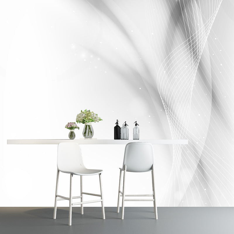 Custom Illustration Minimalist Mural with Spiral Pattern in Black on White for Accent Wall Black-White Clearhalo 'Wall Decor' 'Wall Mural' 1424068