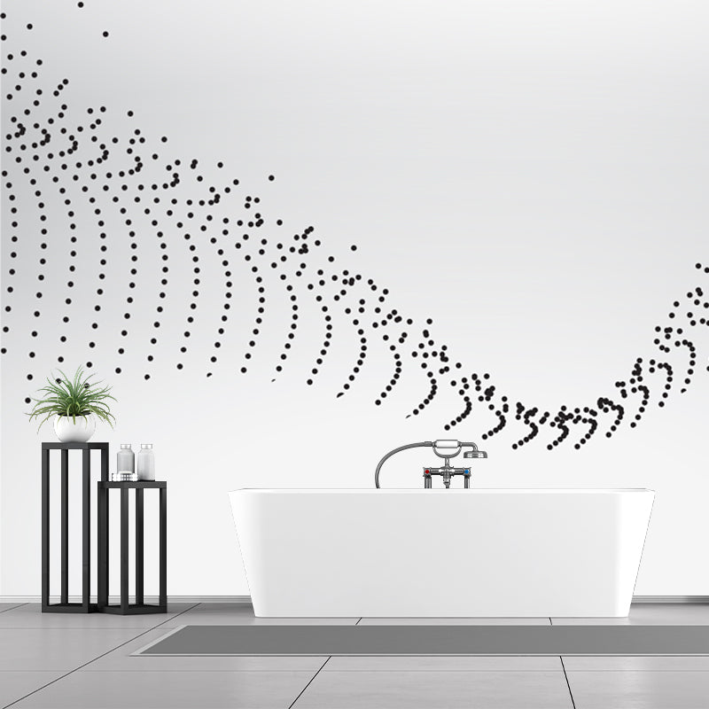 Minimalist Dotted Backbone Pattern Mural for Bedroom Custom Wall Art in Black-White Clearhalo 'Wall Decor' 'Wall Mural' 1424089