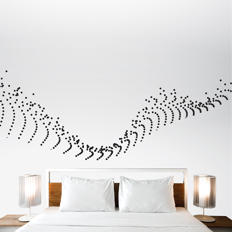 Minimalist Dotted Backbone Pattern Mural for Bedroom Custom Wall Art in Black-White Clearhalo 'Wall Decor' 'Wall Mural' 1424090