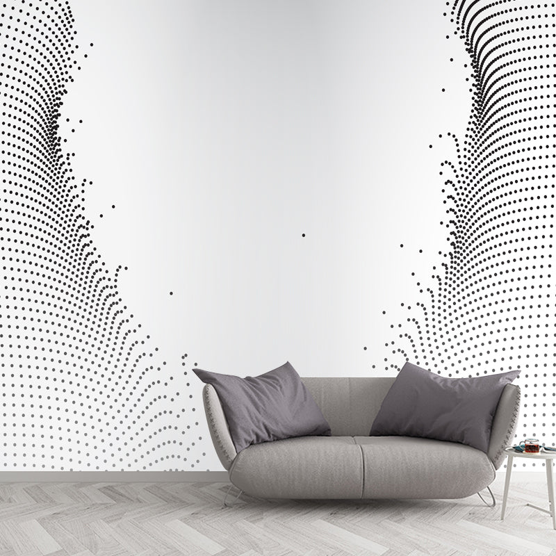 Modern Art Broken Net Mural Non-Woven Waterproof Black-White Wall Covering for Accent Wall Black-White Clearhalo 'Wall Decor' 'Wall Mural' 1424105