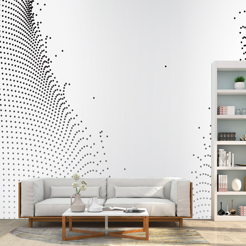 Modern Art Broken Net Mural Non-Woven Waterproof Black-White Wall Covering for Accent Wall Clearhalo 'Wall Decor' 'Wall Mural' 1424107