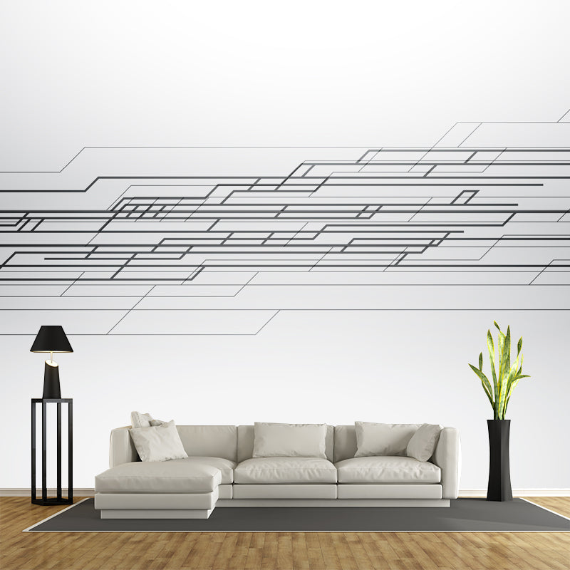 Contemporary Traverse Murals Wallpaper Black-White Moisture Resistant Wall Covering for Home Black-White Clearhalo 'Wall Decor' 'Wall Mural' 1424120