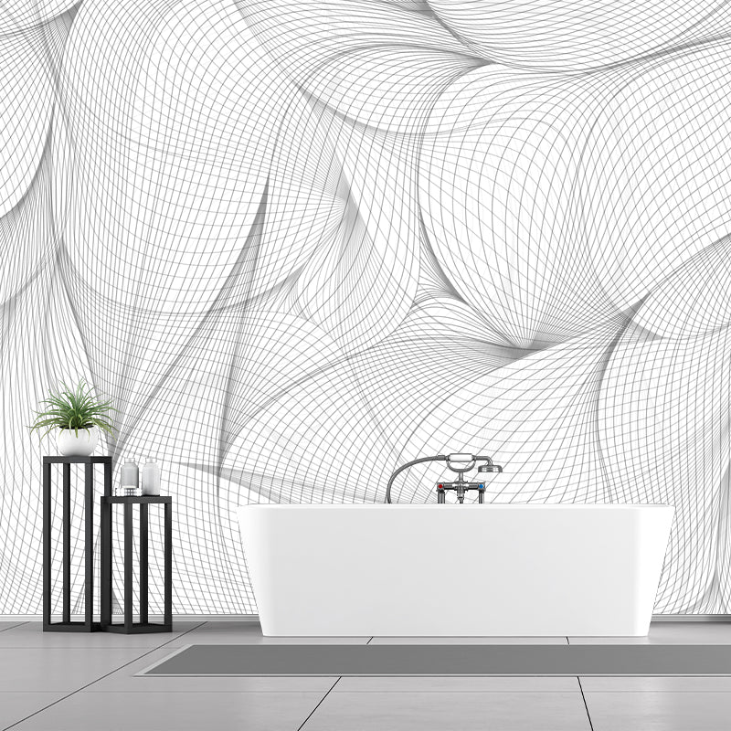 Modern Line Art Petals Mural Wallpaper Black-White Waterproof Wall Covering for Bedroom Clearhalo 'Wall Decor' 'Wall Mural' 1424149