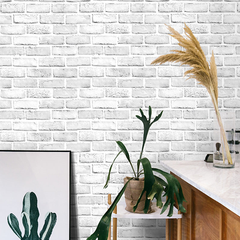 White Brick Effect Wallpaper Roll Easy Peel Off Wall Decor for Home, Self Sticking White Clearhalo 'Industrial wall decor' 'Industrial' 'Wallpaper' Wall Decor' 1424188