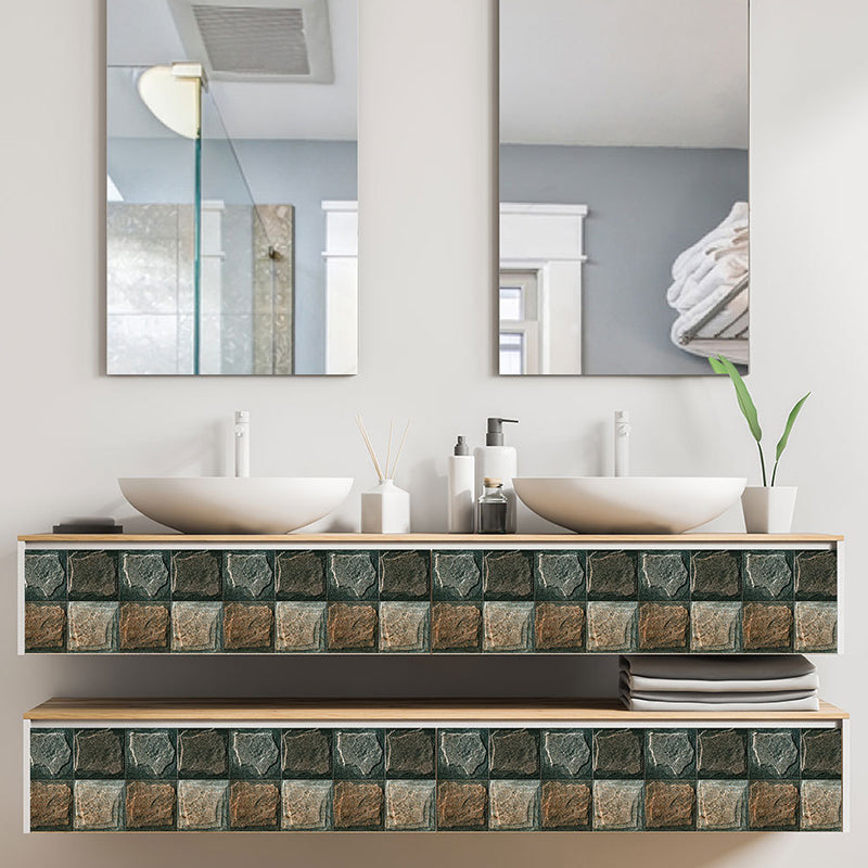 Self-Stick Rock Tile Wallpaper Panels Bohemian Removable Bathroom Wall Decor, 3.9-sq ft Clearhalo 'Wall Decor' 'Wallpaper' 1424697