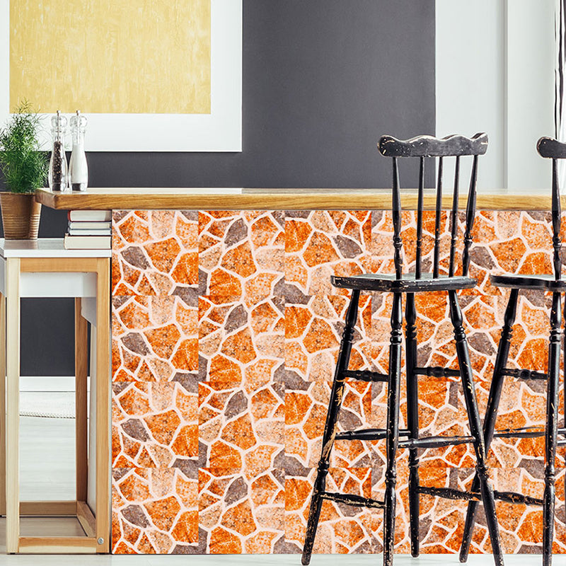 Modern Pebble Look Wallpaper Panel Orange Bathroom Self Sticking Wall Decor, 8' x 8