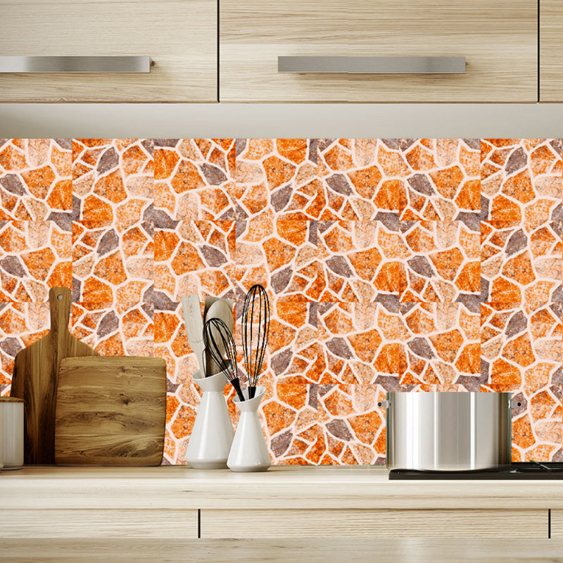 Modern Pebble Look Wallpaper Panel Orange Bathroom Self Sticking Wall Decor, 8' x 8