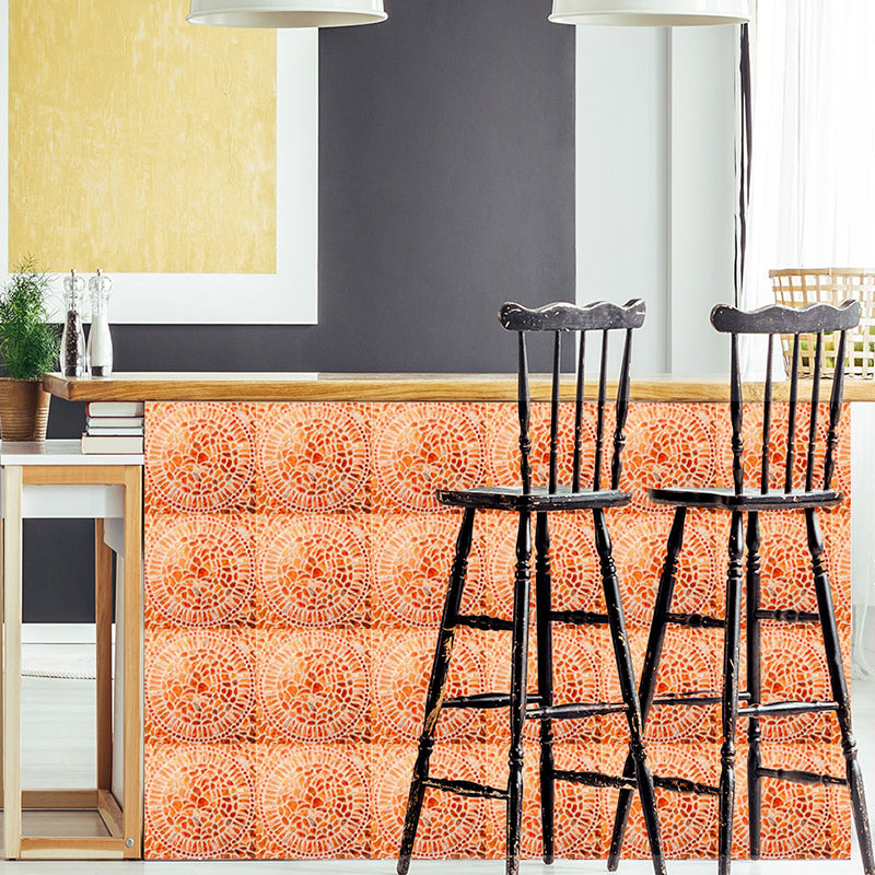 Orange Circles Wallpaper Panels Peel and Paste Wall Covering for Kitchen (10 Pieces) Orange Clearhalo 'Wall Decor' 'Wallpaper' 1424819