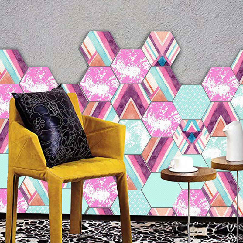 Modernist Tie Dye Wallpaper Panel Set Pink-Blue Geometry Self Adhesive Wall Covering for Accent Wall Pink-Blue Clearhalo 'Wall Decor' 'Wallpaper' 1424853