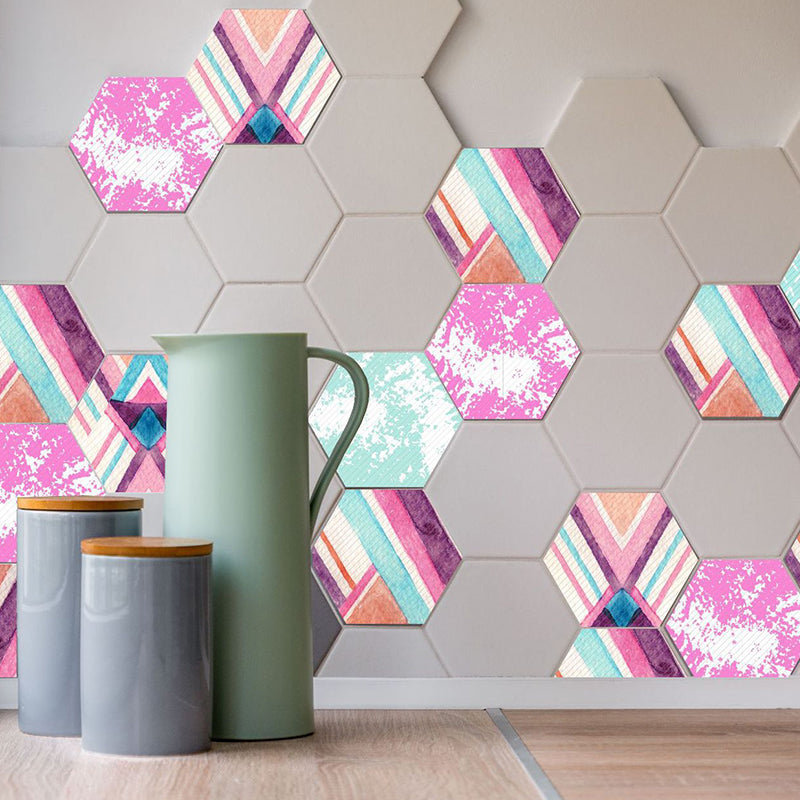 Modernist Tie Dye Wallpaper Panel Set Pink-Blue Geometry Self Adhesive Wall Covering for Accent Wall Clearhalo 'Wall Decor' 'Wallpaper' 1424854