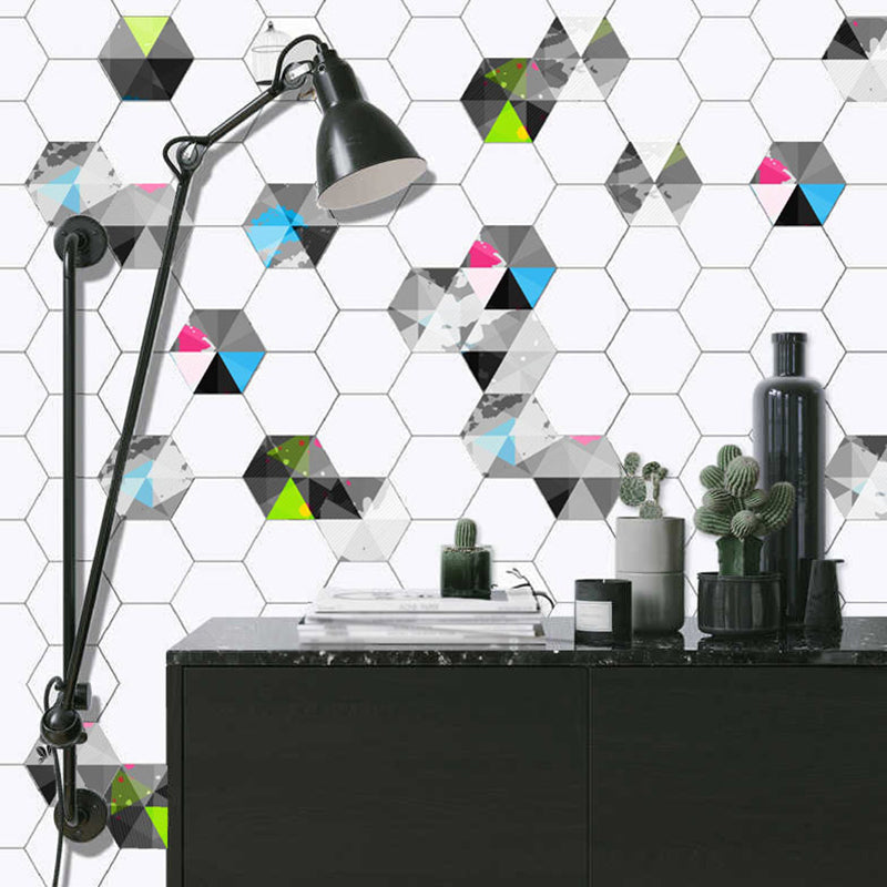 Grey-Blue Triangle Wallpaper Panels Geometric Modern Stick On Wall Art for Bathroom Gray-Blue Clearhalo 'Wall Decor' 'Wallpaper' 1424863