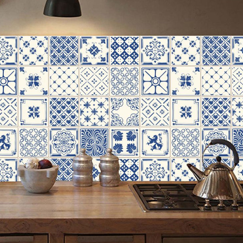 Bohemia Abstract Pattern Wallpaper Panel Blue Self Adhesive Wall Decor for Kitchen Clearhalo 'Wall Decor' 'Wallpaper' 1424955