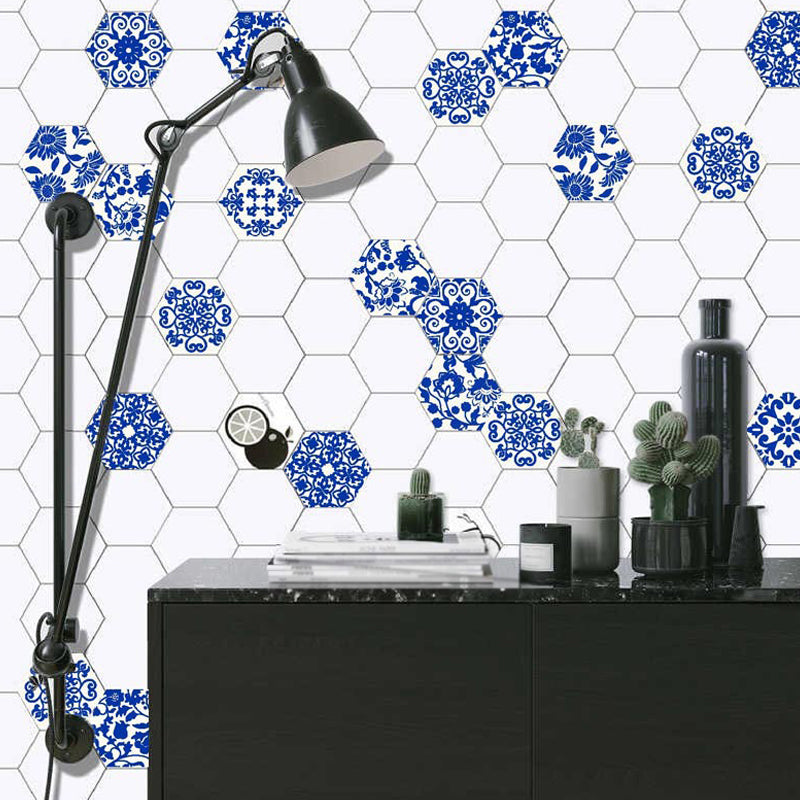 Chinoiserie Floral Wallpaper Panels Blue Self Sticking Wall Covering for Living Room Blue Clearhalo 'Wall Decor' 'Wallpaper' 1425016