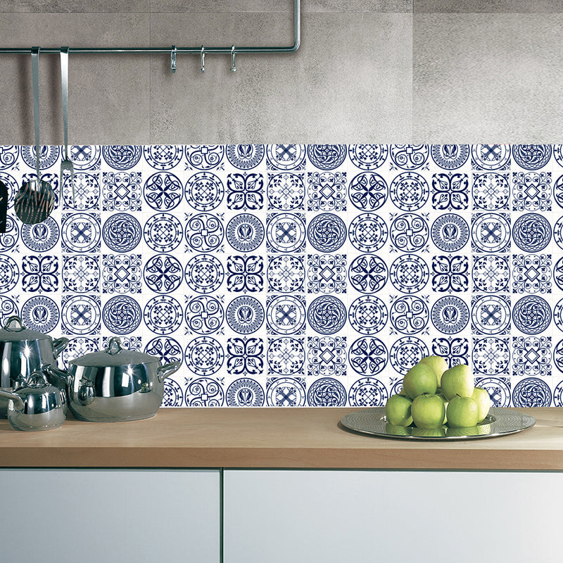 Boho Chic Mandala Wallpaper Panel for Kitchen 2.2-sq ft Wall Covering in Blue, Easy Peel off Clearhalo 'Wall Decor' 'Wallpaper' 1425055