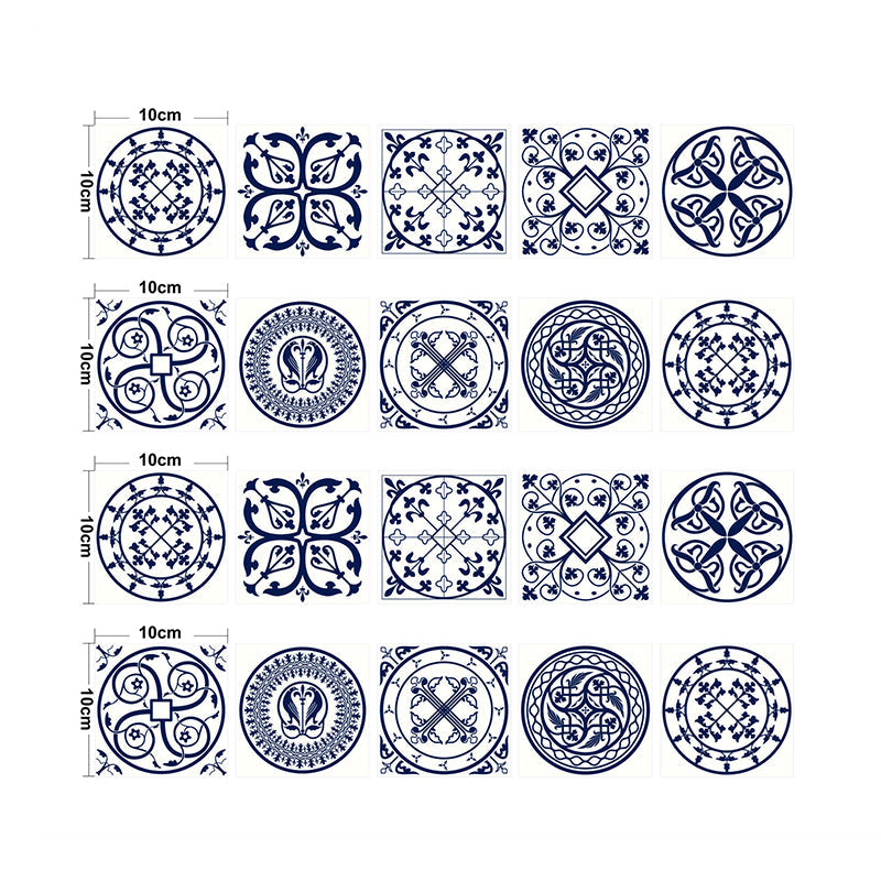 Boho Chic Mandala Wallpaper Panel for Kitchen 2.2-sq ft Wall Covering in Blue, Easy Peel off Clearhalo 'Wall Decor' 'Wallpaper' 1425057