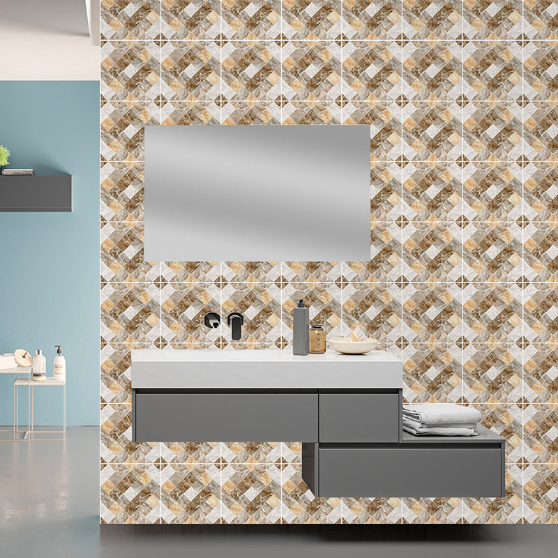 Bohemia Marble Wallpaper Panel Set Grey-Yellow Geometric Wall Art for Bathroom, Self Adhesive Clearhalo 'Wall Decor' 'Wallpaper' 1425102