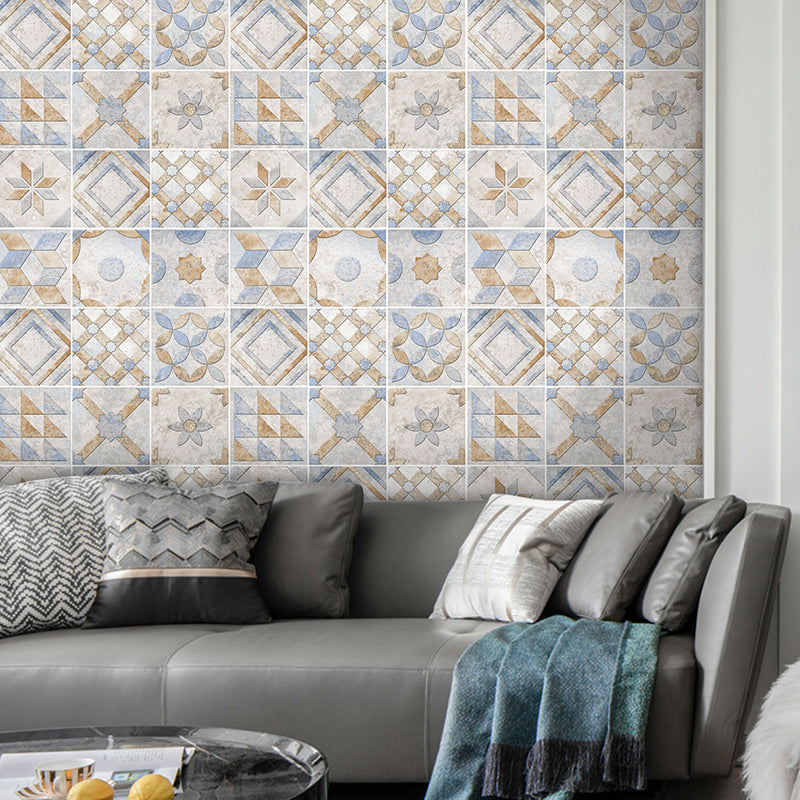 Neat Bohemian Patterned Stick Wallpaper Panel for Bathroom, Yellow-Blue, 4.3-sq ft Yellow-Blue Clearhalo 'Wall Decor' 'Wallpaper' 1425141