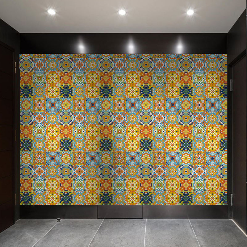 Tribal Floral Pattern Wallpaper Panel for Bathroom Adhesive Geometric Wall Decor, 4.3-sq ft Clearhalo 'Wall Decor' 'Wallpaper' 1425218