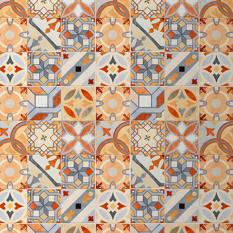 Boho Mosaics Tile Stick Wallpaper Panel Orange-Blue Kitchen Wall Covering, 8' x 8