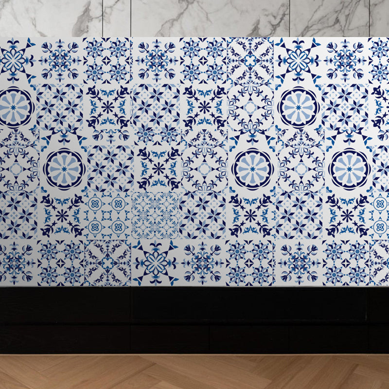 Bohemia Tile Wallpaper Panel Set Blue Peel and Paste Wall Covering for Living Room Clearhalo 'Wall Decor' 'Wallpaper' 1425264