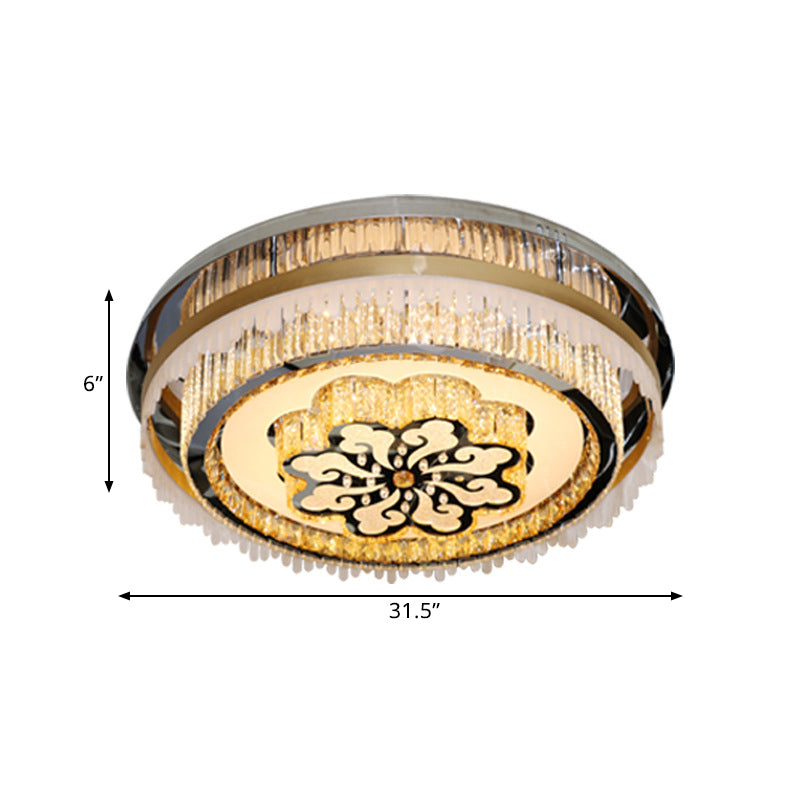 Clear Crystal Nickel Flush Light Circular LED Modern Close to Ceiling Lamp with Cloud Pattern Clearhalo 'Ceiling Lights' 'Close To Ceiling Lights' 'Close to ceiling' 'Flush mount' Lighting' 1425534