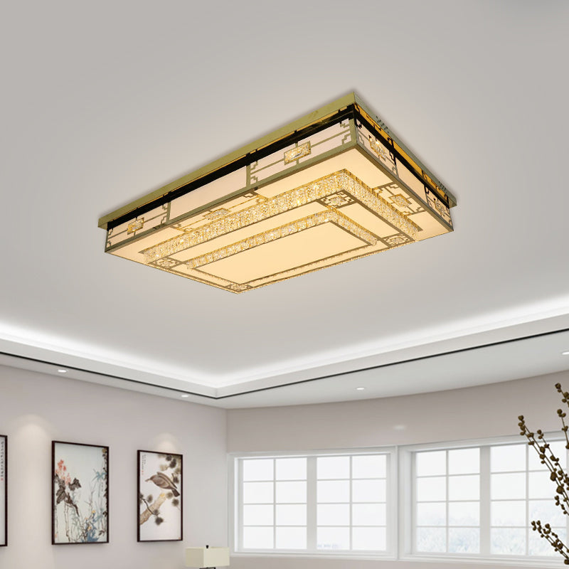 White LED Ceiling Lighting Modern Clear Beveled Crystal Blocks Rectangular Flush Mount Light White Clearhalo 'Ceiling Lights' 'Close To Ceiling Lights' 'Close to ceiling' 'Flush mount' Lighting' 1425587