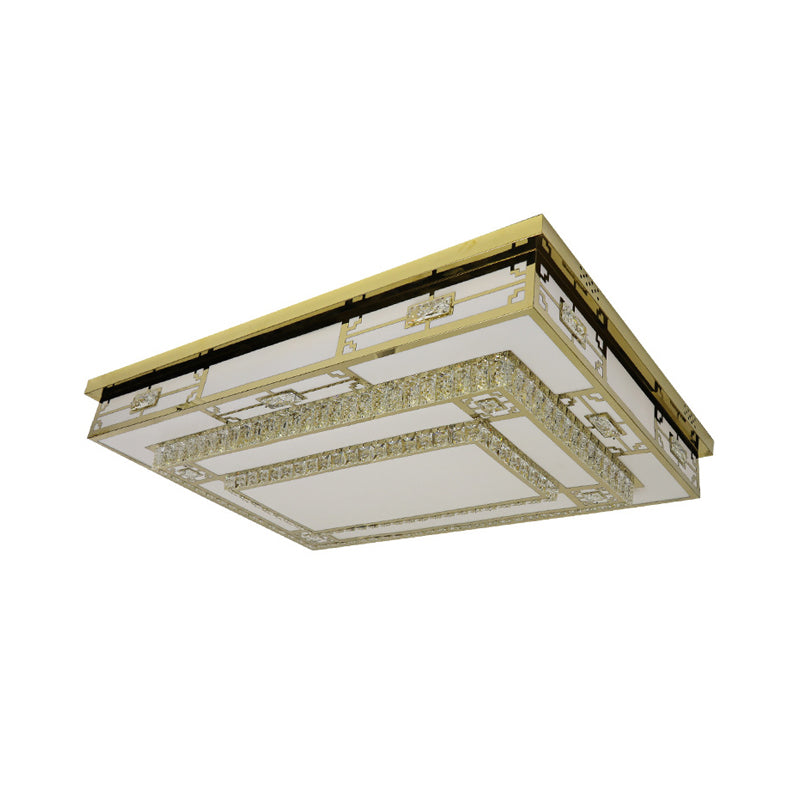 White LED Ceiling Lighting Modern Clear Beveled Crystal Blocks Rectangular Flush Mount Light Clearhalo 'Ceiling Lights' 'Close To Ceiling Lights' 'Close to ceiling' 'Flush mount' Lighting' 1425589