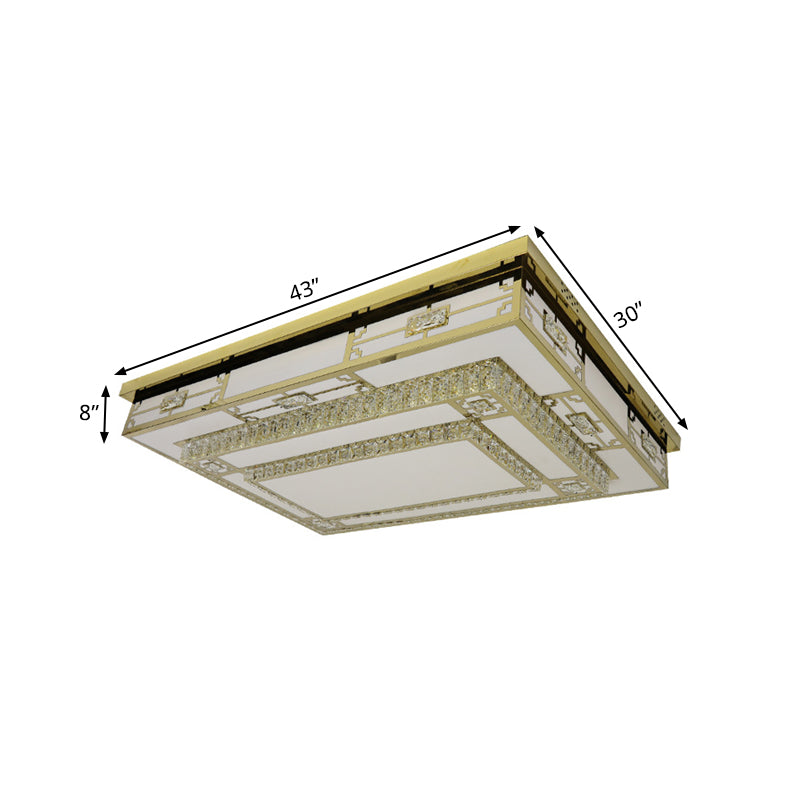 White LED Ceiling Lighting Modern Clear Beveled Crystal Blocks Rectangular Flush Mount Light Clearhalo 'Ceiling Lights' 'Close To Ceiling Lights' 'Close to ceiling' 'Flush mount' Lighting' 1425590