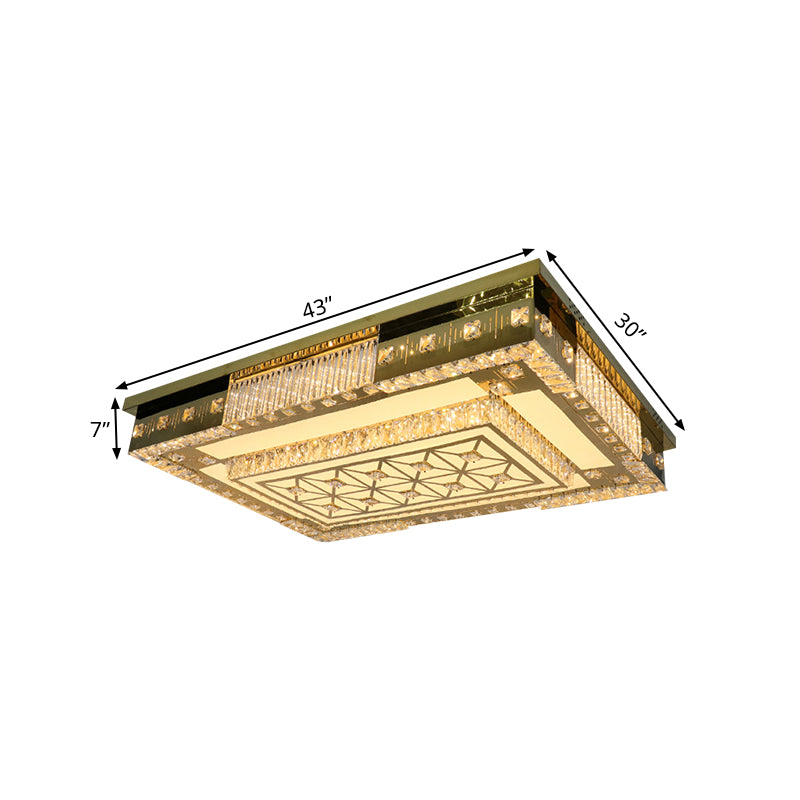 LED Rectangle Flush Ceiling Light Contemporary Gold Clear Crystal Blocks Lighting Fixture Clearhalo 'Ceiling Lights' 'Close To Ceiling Lights' 'Close to ceiling' 'Flush mount' Lighting' 1425594