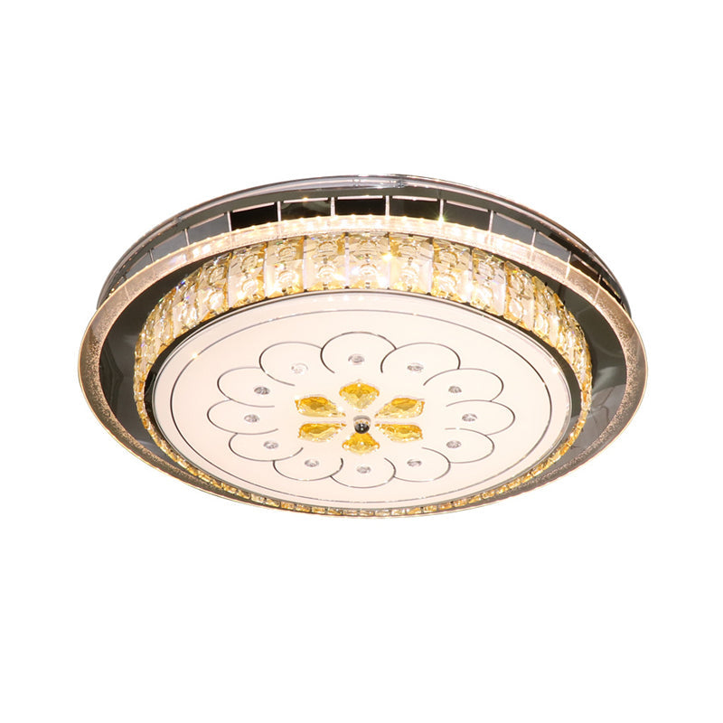 Clear Crystal Blocks Circular Flushmount Modern Bedchamber LED Ceiling Lamp in Stainless-Steel Clearhalo 'Ceiling Lights' 'Close To Ceiling Lights' 'Close to ceiling' 'Flush mount' Lighting' 1425834