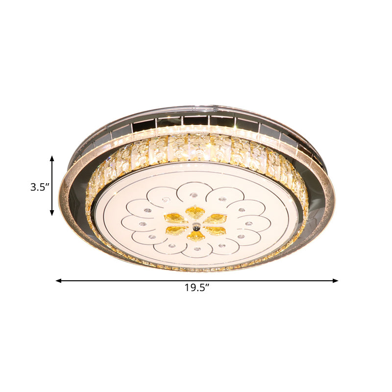 Clear Crystal Blocks Circular Flushmount Modern Bedchamber LED Ceiling Lamp in Stainless-Steel Clearhalo 'Ceiling Lights' 'Close To Ceiling Lights' 'Close to ceiling' 'Flush mount' Lighting' 1425835