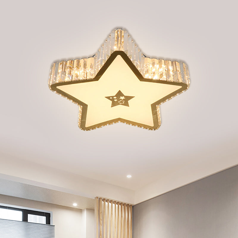 Star Sleeping Room Ceiling Lamp Modern Clear Crystal Prisms LED Gold Flush Mount Lighting Gold Clearhalo 'Ceiling Lights' 'Close To Ceiling Lights' 'Close to ceiling' 'Flush mount' Lighting' 1425883