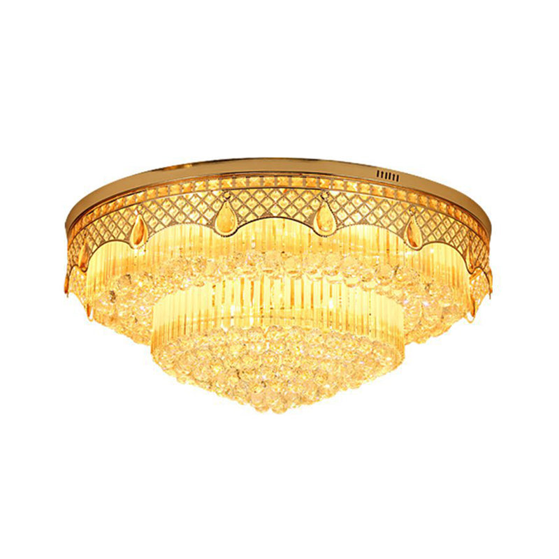 6 Bulbs Tapered Ceiling Light Modern Gold Finish Clear Cut Crystal Balls Flush Mount Lamp Clearhalo 'Ceiling Lights' 'Close To Ceiling Lights' 'Close to ceiling' 'Flush mount' Lighting' 1425973