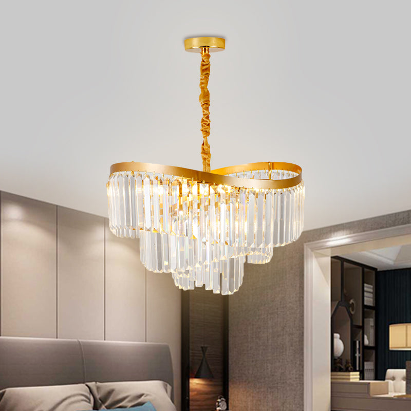 Spiral Clear Crystal Prisms Chandelier Light Contemporary 10/11 Bulbs Living Room Suspension Pendant, 21.5