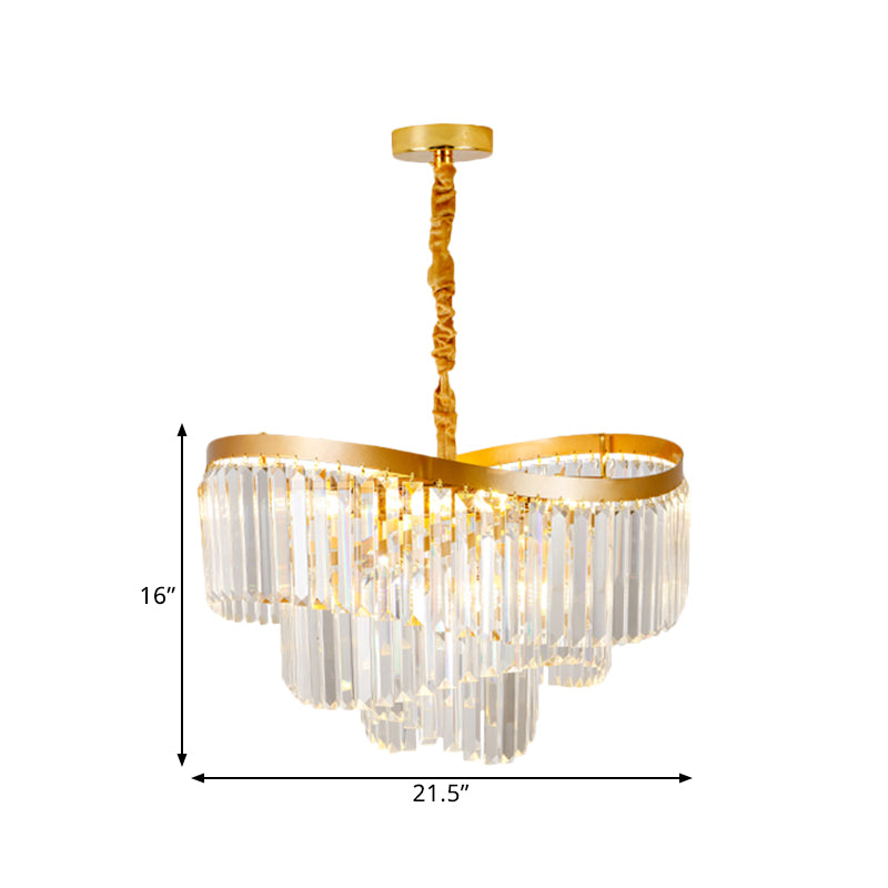 Spiral Clear Crystal Prisms Chandelier Light Contemporary 10/11 Bulbs Living Room Suspension Pendant, 21.5