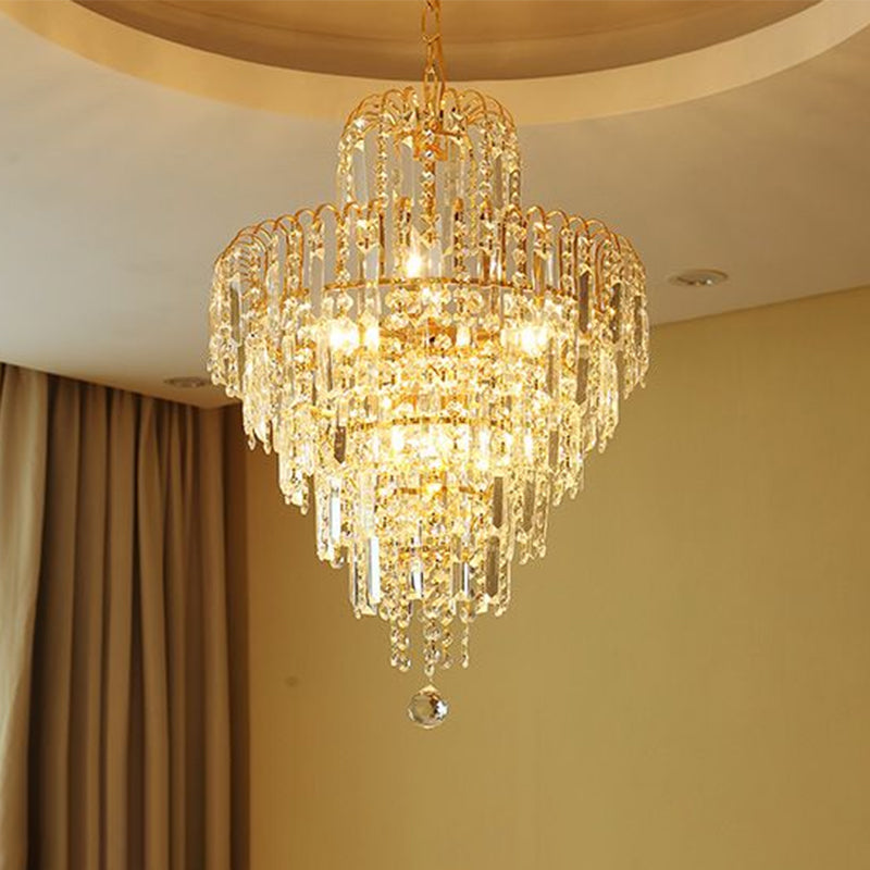 Tapered Chandelier Lamp Modern Hand-Cut Crystal 12