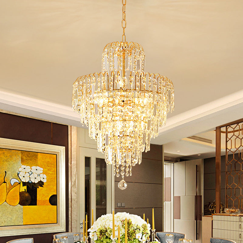 Tapered Chandelier Lamp Modern Hand-Cut Crystal 12